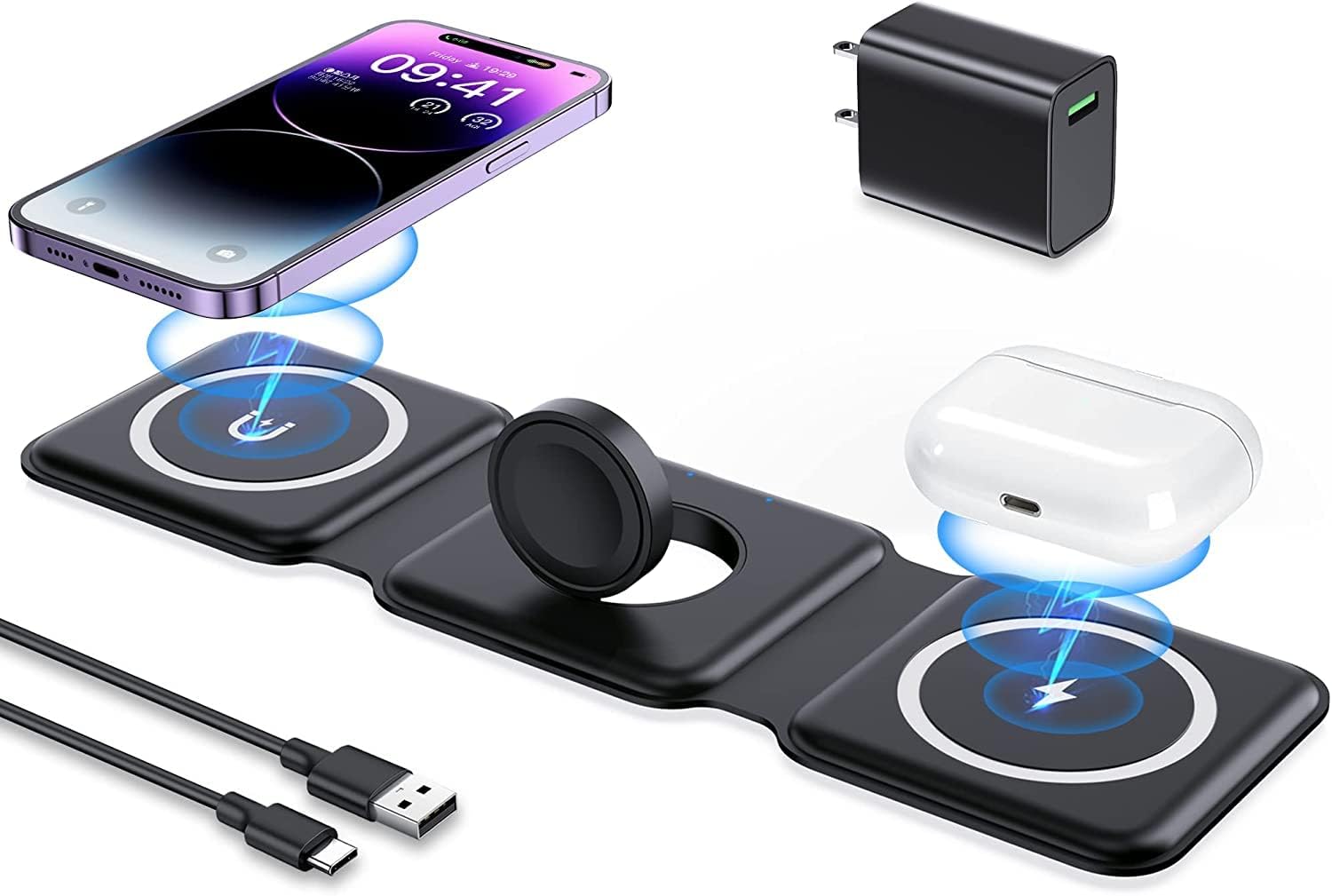 7 Best Travel Wireless Chargers For iPhone and Android 2024 6 Impuvers 3 in 1Magnetic Wireless Charging Station