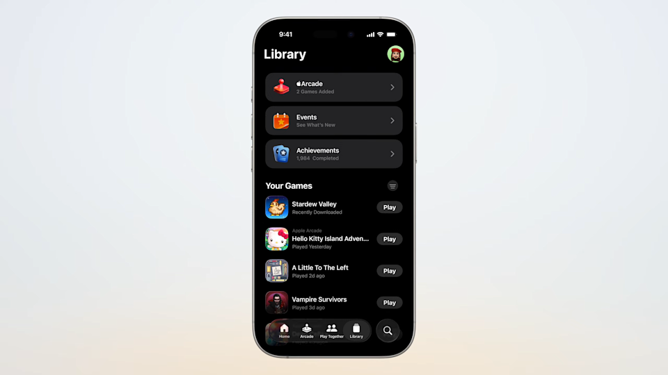 The new Apple Games has a library tab that might remind you of Podcasts or Spotify.