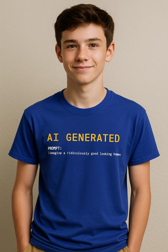 cool teenager wearing ai shirt