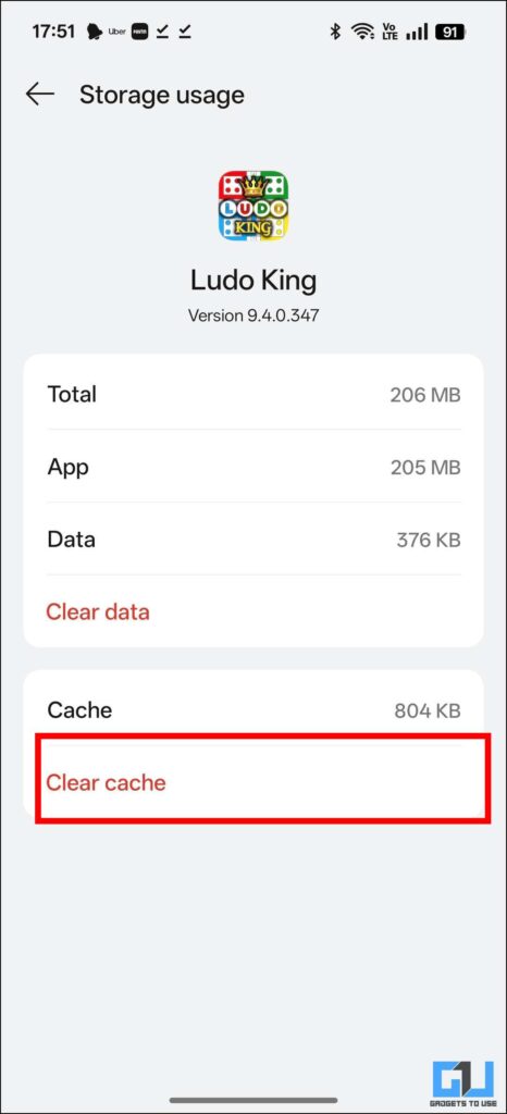 Clear Cache Option