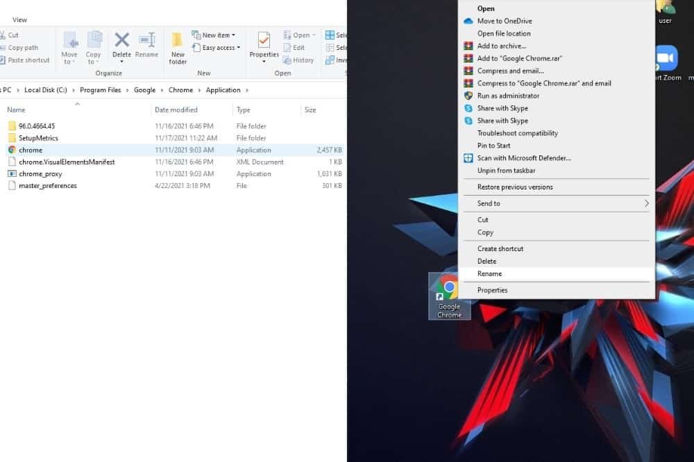 How to Fix Google Chrome Won’t Open -Renaming Google Chrome and Creating a New Shortcut 