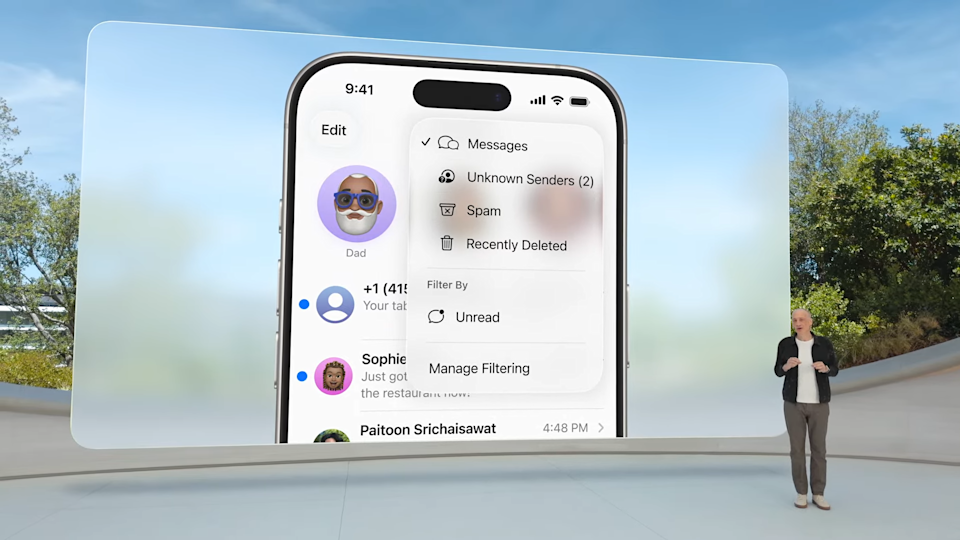 New unknown senders tab.